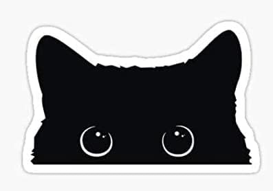 מדבקה לחתול שחור חמוד של H&S - גרפיקה מדבקה לבקבוקי מים | מחשב נייד | מדבקות meme | אטום מים | מדבקות